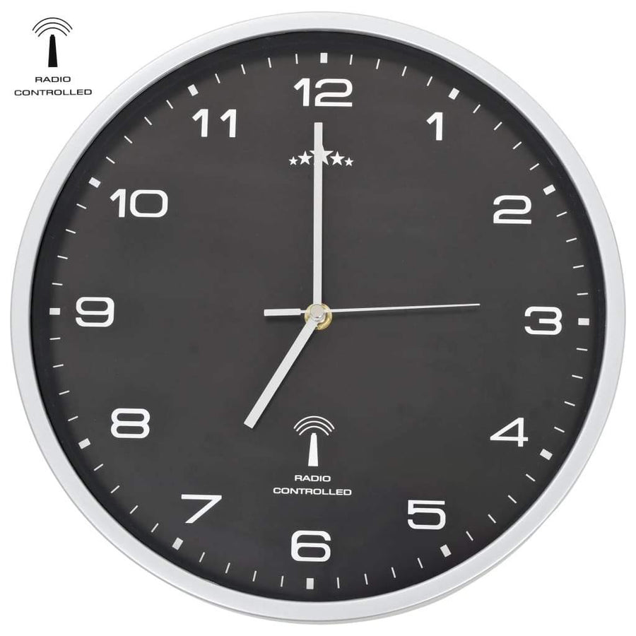 Радиоуправляем стенен часовник с кварцов механизъм 31 см черен - Bestgoodshopbg