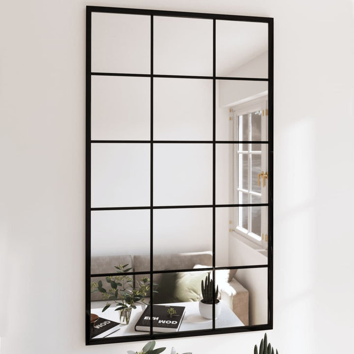 Стенни огледала, 3 бр, черни, 100x60 см, метал