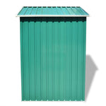 Градинска барака за съхранение, зелена, метал, 204x132x186 см