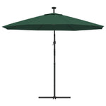 Висящ чадър с LED осветление, 300 см, зелен, метален прът