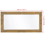 Стенно огледало, бароков стил, 100x50 см, златисто