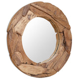 Декоративно огледало, тиково дърво, 80 см, кръгло