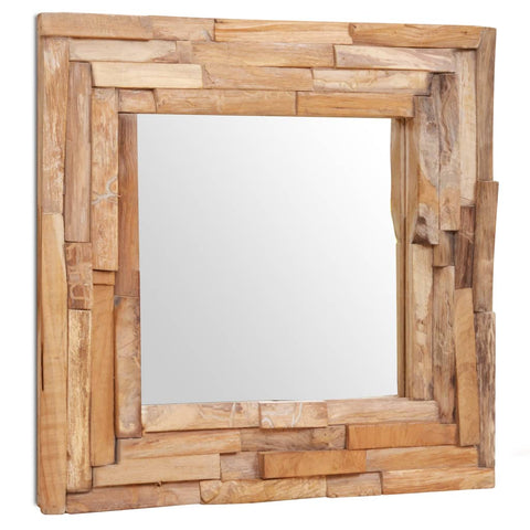 Декоративно огледало, тиково дърво, 60x60 см, квадратно