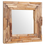 Декоративно огледало, тиково дърво, 60x60 см, квадратно