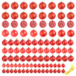 Комплект коледни топки от 100 части, 3/4/6 см, червени