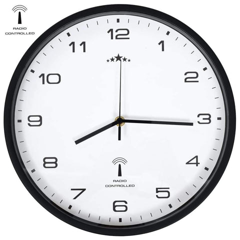 Радиоуправляем стенен часовник, кварцов, 31 см, бяло и черно - Bestgoodshopbg