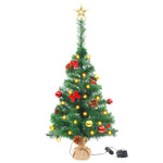 Изкуствена елха, украсена с играчки и LED лампи, 64 см, зелена - Bestgoodshopbg