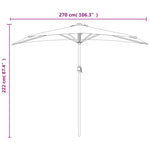 Балконски чадър с алуминиев прът, таупе, 270x144 см, половин
