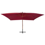 Градински чадър чупещо рамо и дървен прът 400x300 см бордо