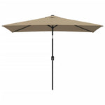 Градински чадър с метален прът, 300x200 см, таупе