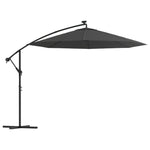 Градински чадър с LED осветление стоманен прът 300 см антрацит