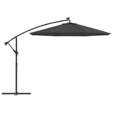 Градински чадър с LED осветление стоманен прът 300 см антрацит