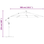 Градински чадър с LED осветление стоманен прът 300 см таупе