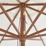 Градински чадър с дървен прът, 350 см, пясъчнобял