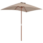 Градински чадър с дървен прът, 150x200 см, таупе