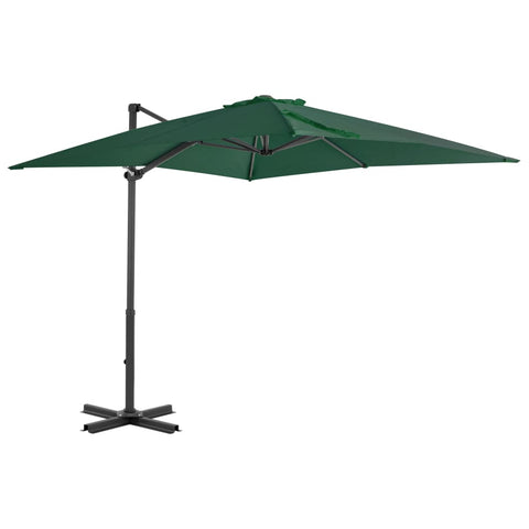 Градински чадър чупещо рамо с алуминиев прът 250x250 см зелен