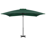 Градински чадър чупещо рамо с алуминиев прът 250x250 см зелен