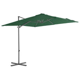 Градински чадър чупещо рамо и стоманен прът 250x250 см зелен