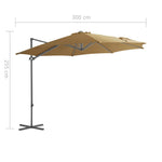 Градински чадър чупещо рамо и стоманен прът 300 см таупе