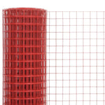 Кокошкарска мрежа, стомана с PVC покритие, 10x1 м, червена - Bestgoodshopbg