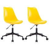 Въртящи се трапезни столове, 2 бр, жълти, изкуствена кожа - Bestgoodshopbg