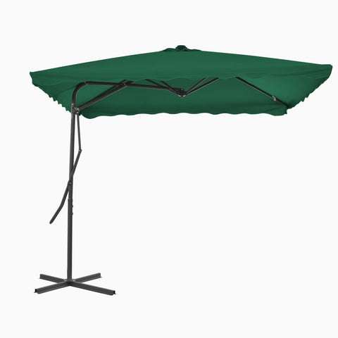 Градински чадър със стоманен прът, 250x250 см, зелен