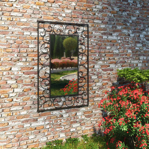 Градинско стенно огледало, правоъгълно, 50x80 см, черно