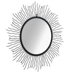 Градинско стенно огледало, слънчеви лъчи, 80 см, черно