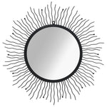 Градинско стенно огледало, слънчеви лъчи, 80 см, черно