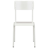 Трапезни столове, 4 бр, бели, твърд шперплат, стомана - Bestgoodshopbg