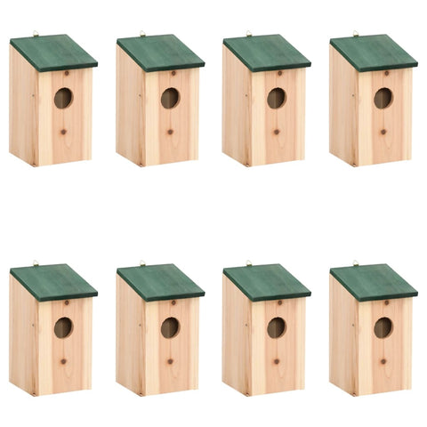 Къщички за птички, 8 бр, дървени, 12x12x22 см