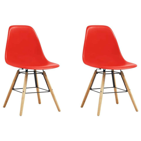 Трапезни столове, 2 бр, червени, пластмаса - Bestgoodshopbg