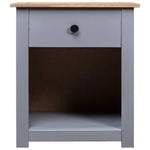 Нощно шкафче, сиво, 46x40x57 см, бор масив, Panama Range - Bestgoodshopbg