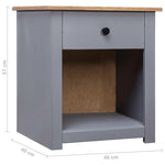 Нощно шкафче, сиво, 46x40x57 см, бор масив, Panama Range - Bestgoodshopbg