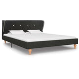 Легло с матрак от мемори пяна тъмносиво конопен плат 140x200 см - Bestgoodshopbg