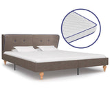 Легло с матрак от мемори пяна, таупе, текстил, 160x200 cм - Bestgoodshopbg