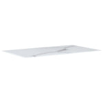 Плот за маса бял квадратен 100x62 см стъкло с мраморна текстура - Bestgoodshopbg