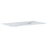 Плот за маса бял квадратен 100x62 см стъкло с мраморна текстура - Bestgoodshopbg