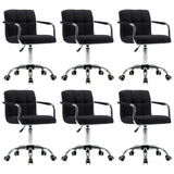 Въртящи се трапезни столове, 6 бр, черни, плат - Bestgoodshopbg