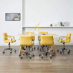 Въртящи се трапезни столове, 6 бр, жълти, плат - Bestgoodshopbg