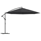 Градински чадър с чупещо рамо и алуминиев прът, 350 см, черен