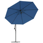 Градински чадър с чупещо рамо и алуминиев прът, 350 см, син