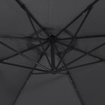 Градински чадър с LED осветление стоманен прът 300 см черен