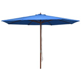 Градински чадър с дървен прът, 350 см, син