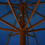 Градински чадър с дървен прът, 330 см, лазурен