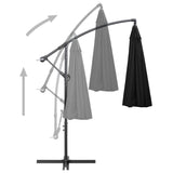 Висящ чадър за слънце, черен, 3 м, алуминиев прът