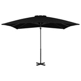 Градински чадър чупещо рамо алуминиев прът черен 250x250 см