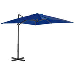 Градински чадър чупещо рамо и алуминиев прът лазурен 250x250 см