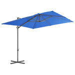 Градински чадър чупещо рамо и стоманен прът лазурен 250x250 см