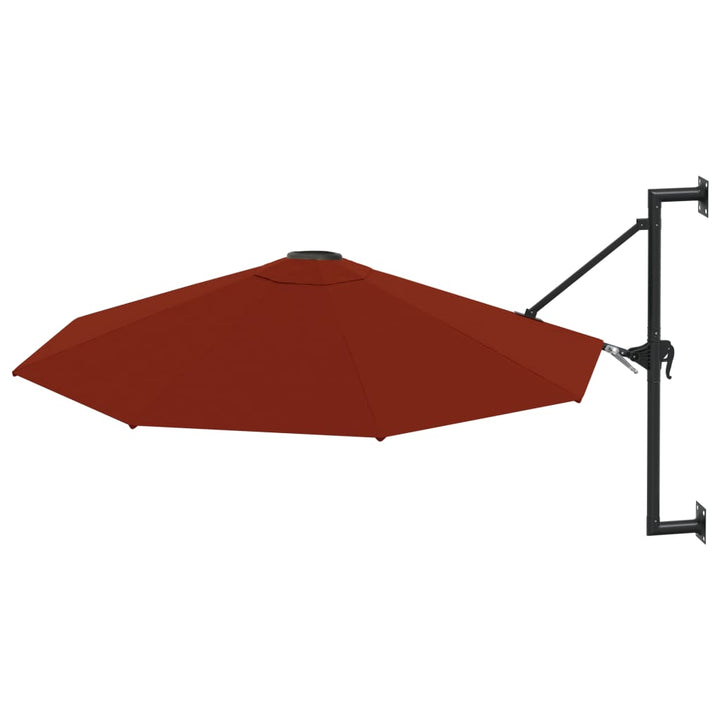 Чадър за монтаж на стена с метален прът, 300 см, теракота
